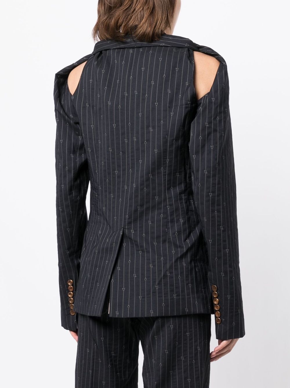 Shop Charles Jeffrey Loverboy Pinstripe Cut-out Blazer In Blue