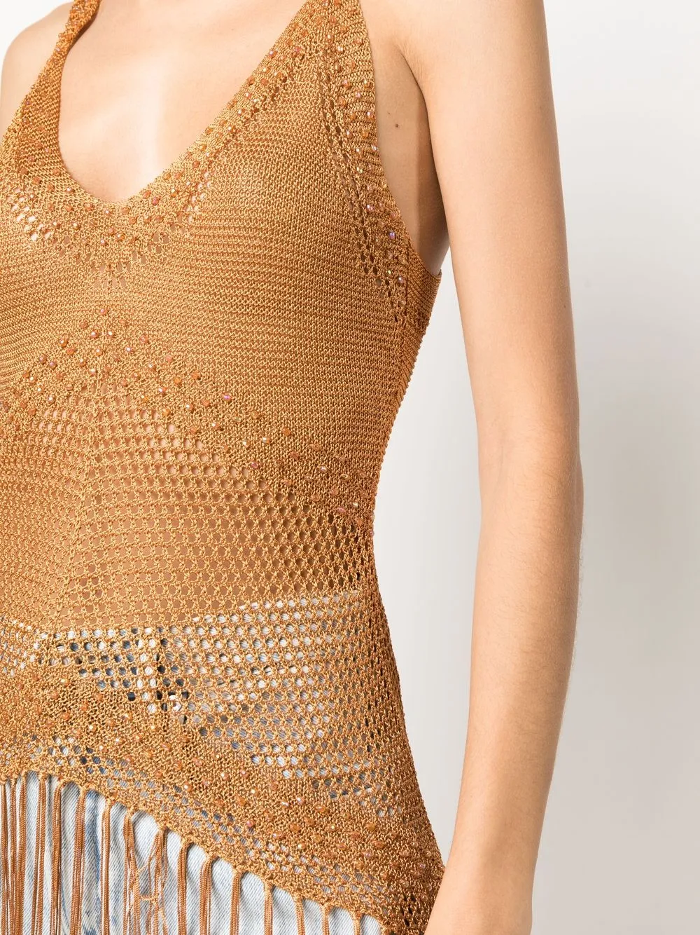 Twinset Open-knit Sleeveless Top In Orange