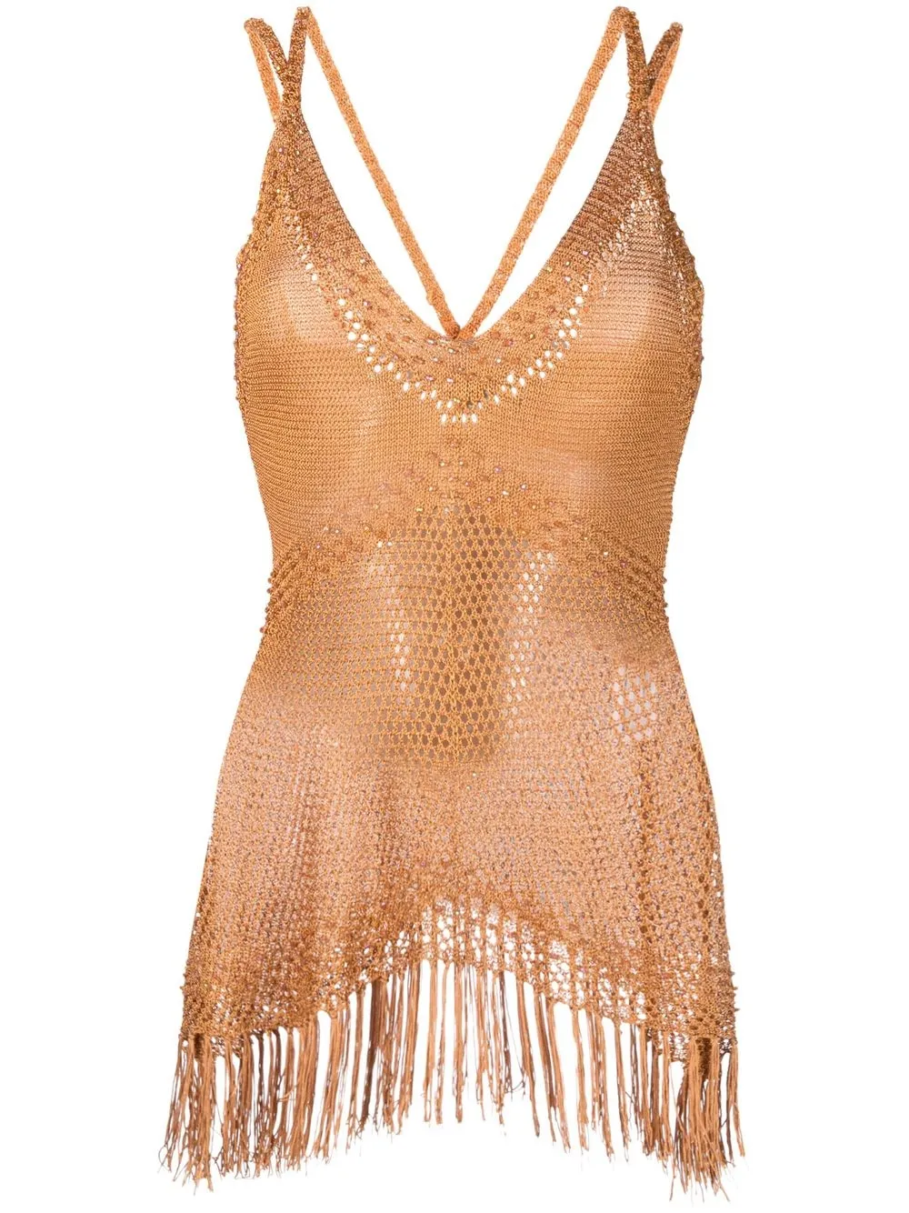 Twinset Open-knit Sleeveless Top In Beige