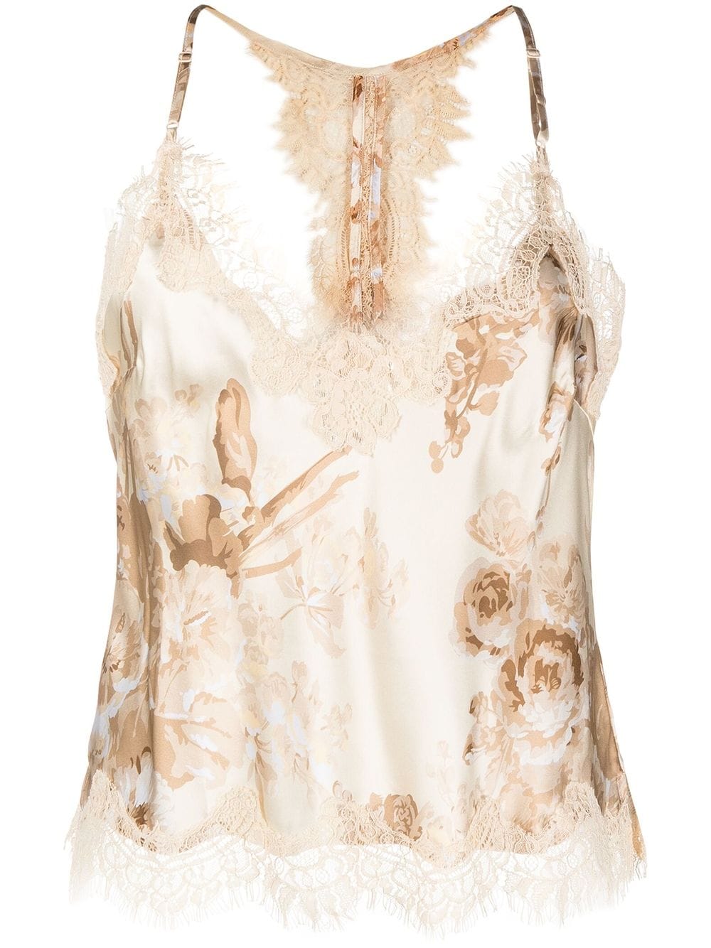 GOLD HAWK FLORAL-PRINT SILK TANK TOP