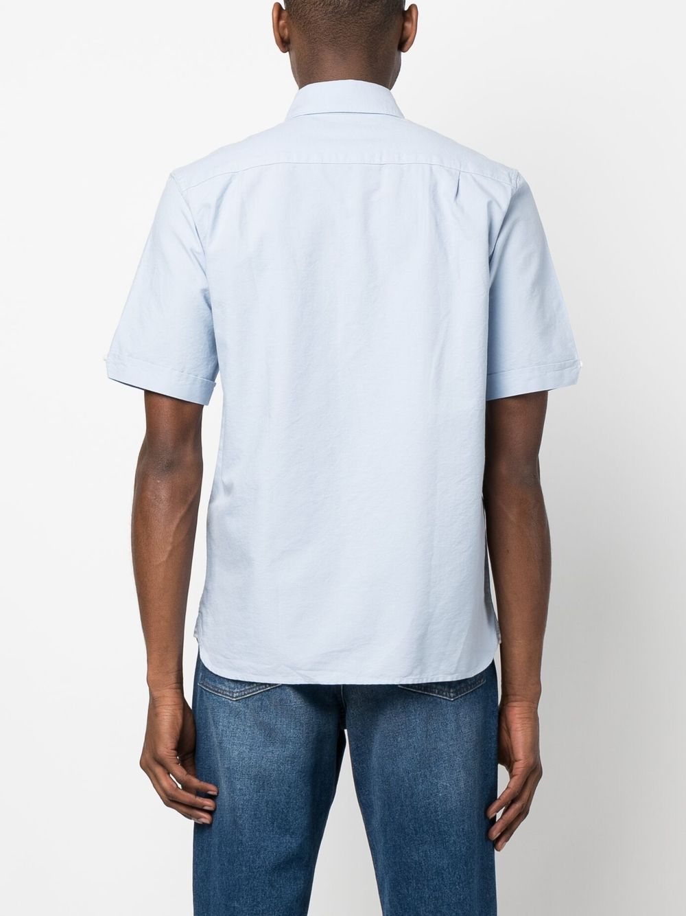 Shop Fred Perry Short-sleeve Cotton Shirt In Blue