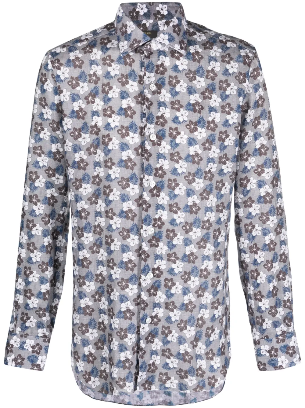 Barba Napoli Long-sleeve Linen Shirt In Grey