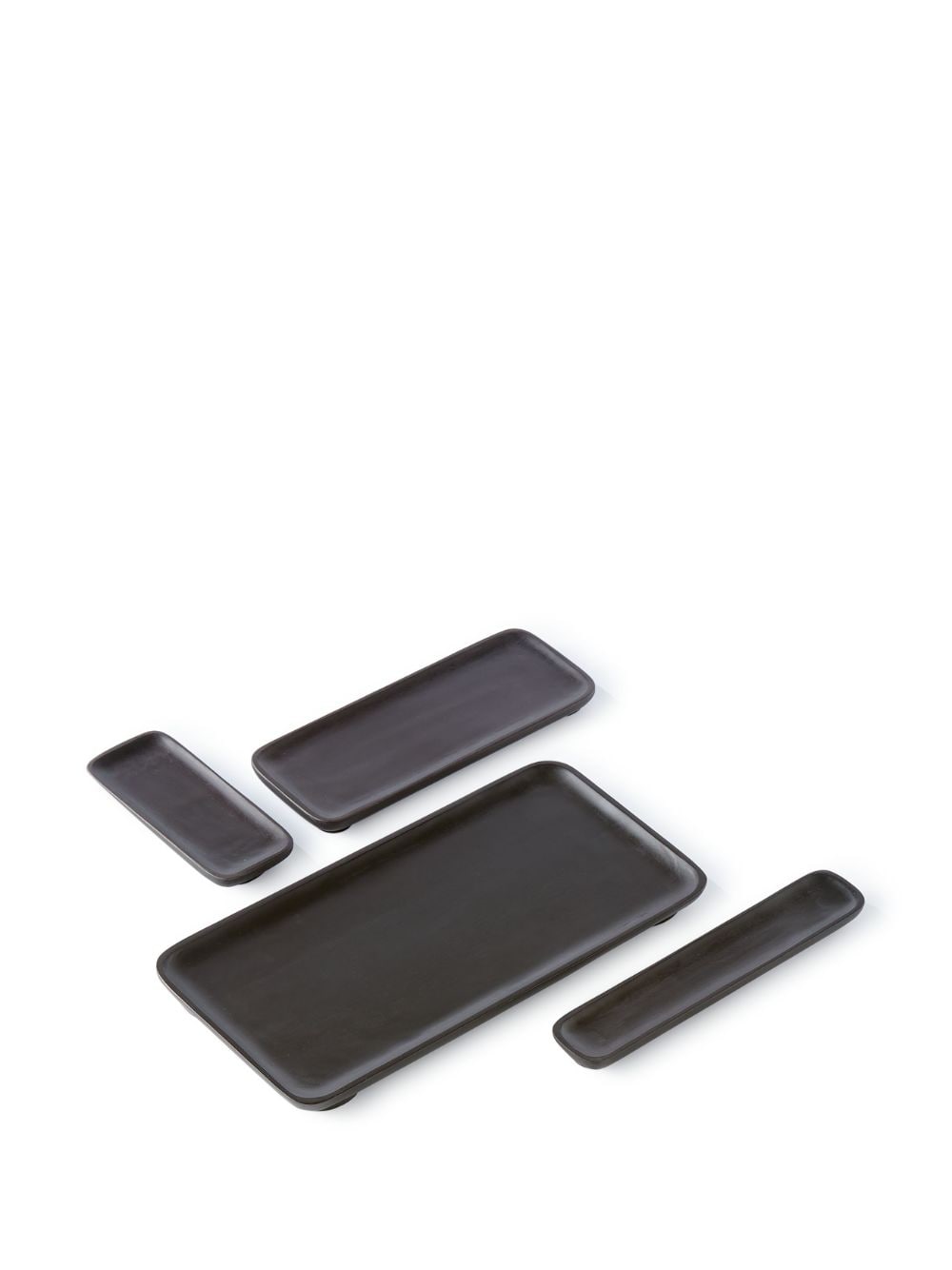 Shop Polspotten Plankie Wood Set-of-three Trays In Black