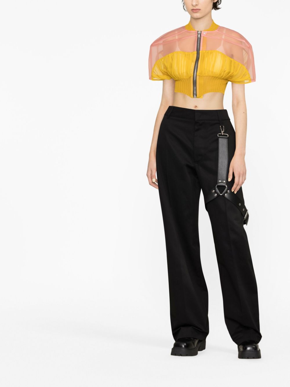 Rick Owens Sheer colour-block Cropped Jacket - Farfetch