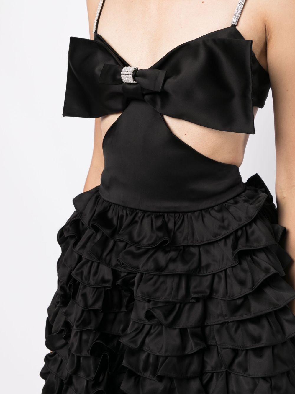 Shop Shushu-tong Bow-detail Gathered Minidress In Black