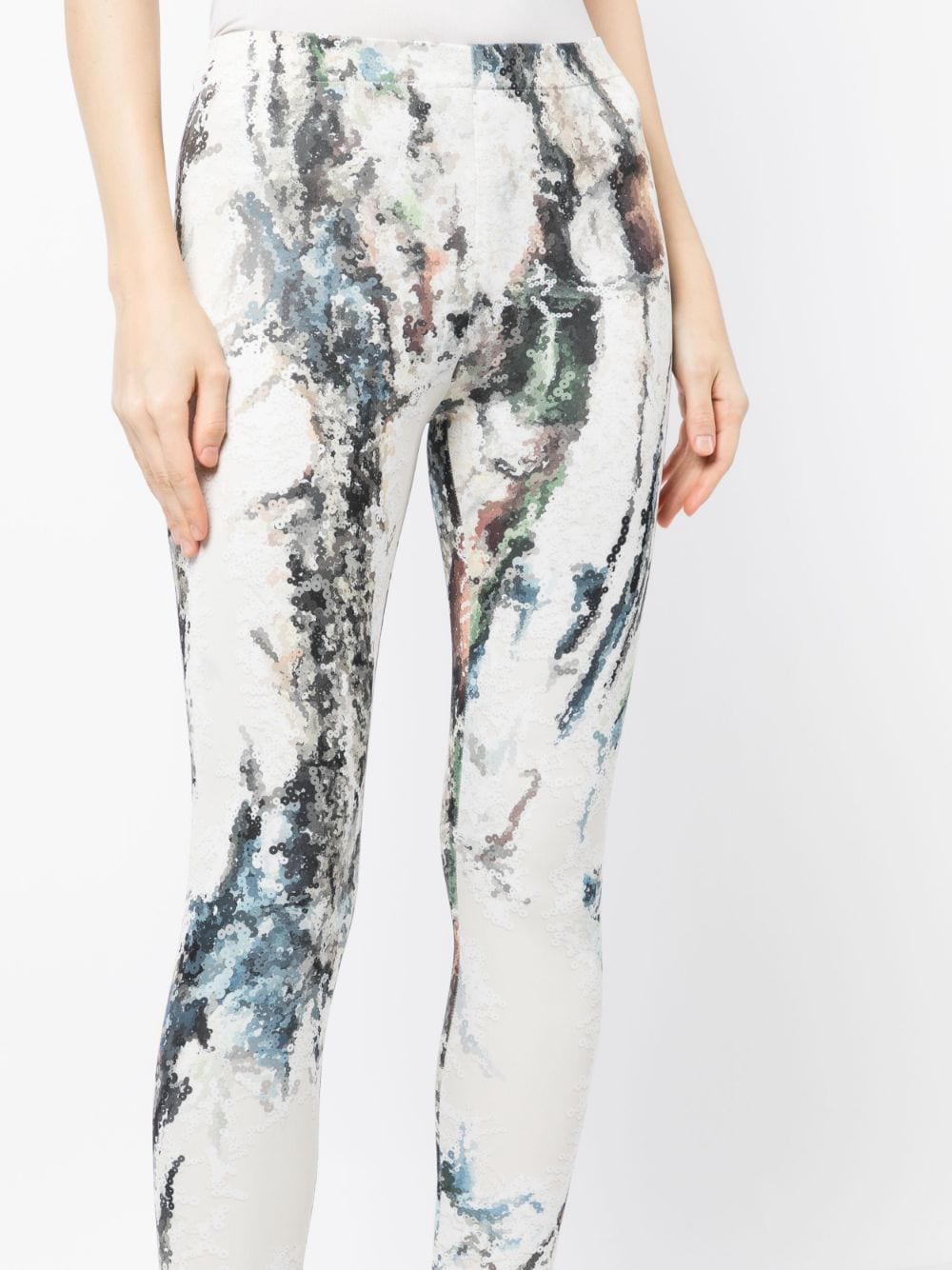 Shop Saiid Kobeisy Graphic-print Sequin Embellished Leggings In Multicolour