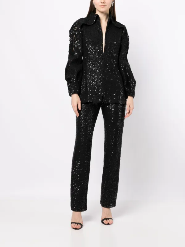 Saiid Kobeisy Sequined straight-leg Trousers | Black