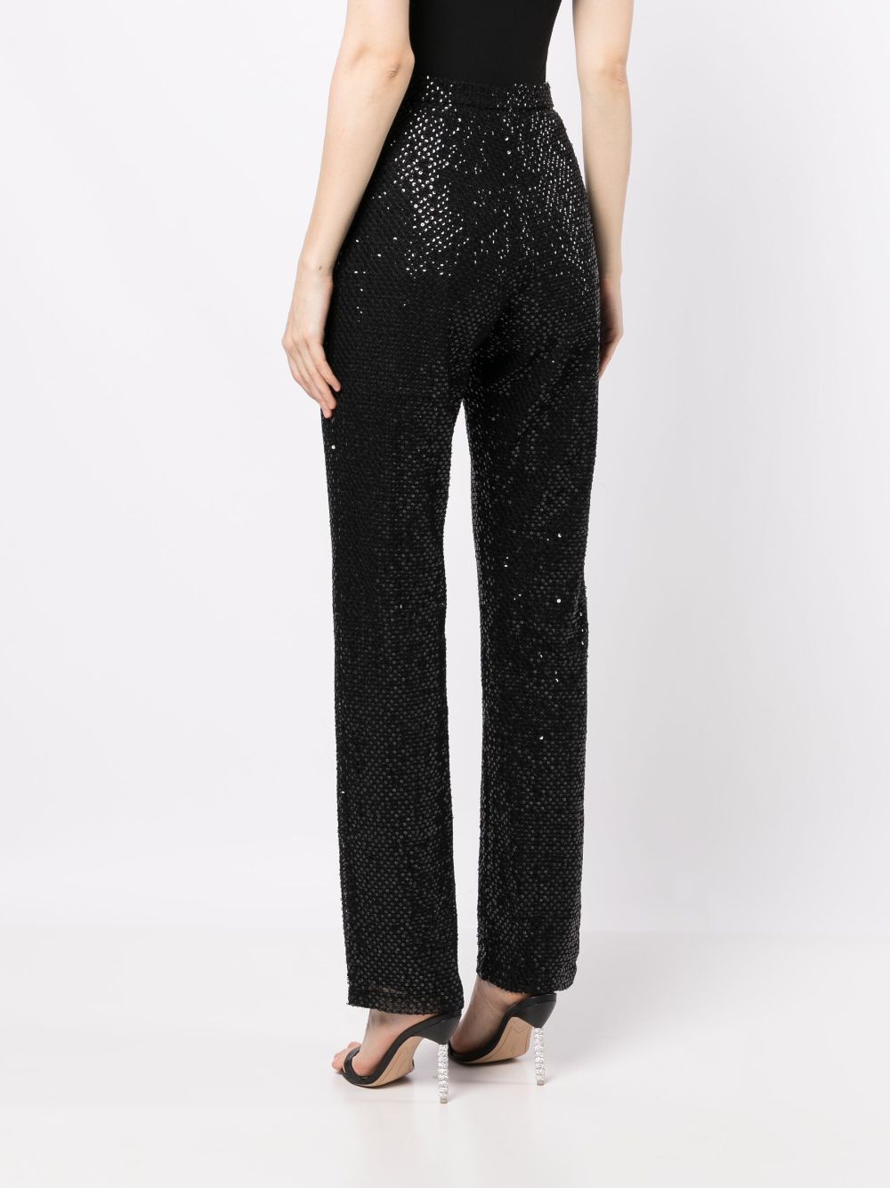 Shop Saiid Kobeisy Sequined Straight-leg Trousers In Black