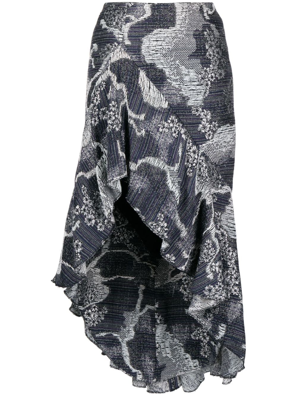 Saiid Kobeisy asymmetrical tweed ruffled skirt - Blue