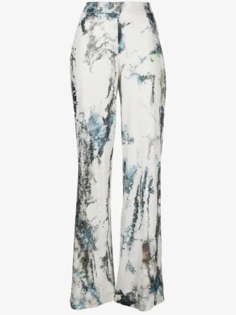 Saiid Kobeisy pantalones bordados con lentejuelas