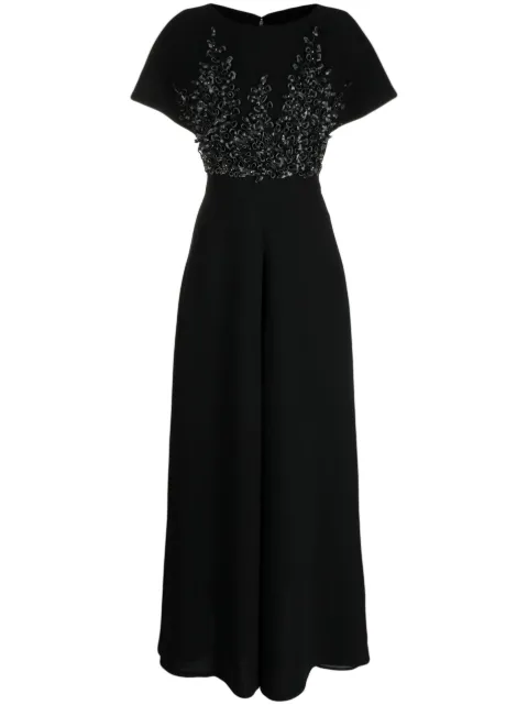 Saiid Kobeisy flared crepe embroidered jumpsuit