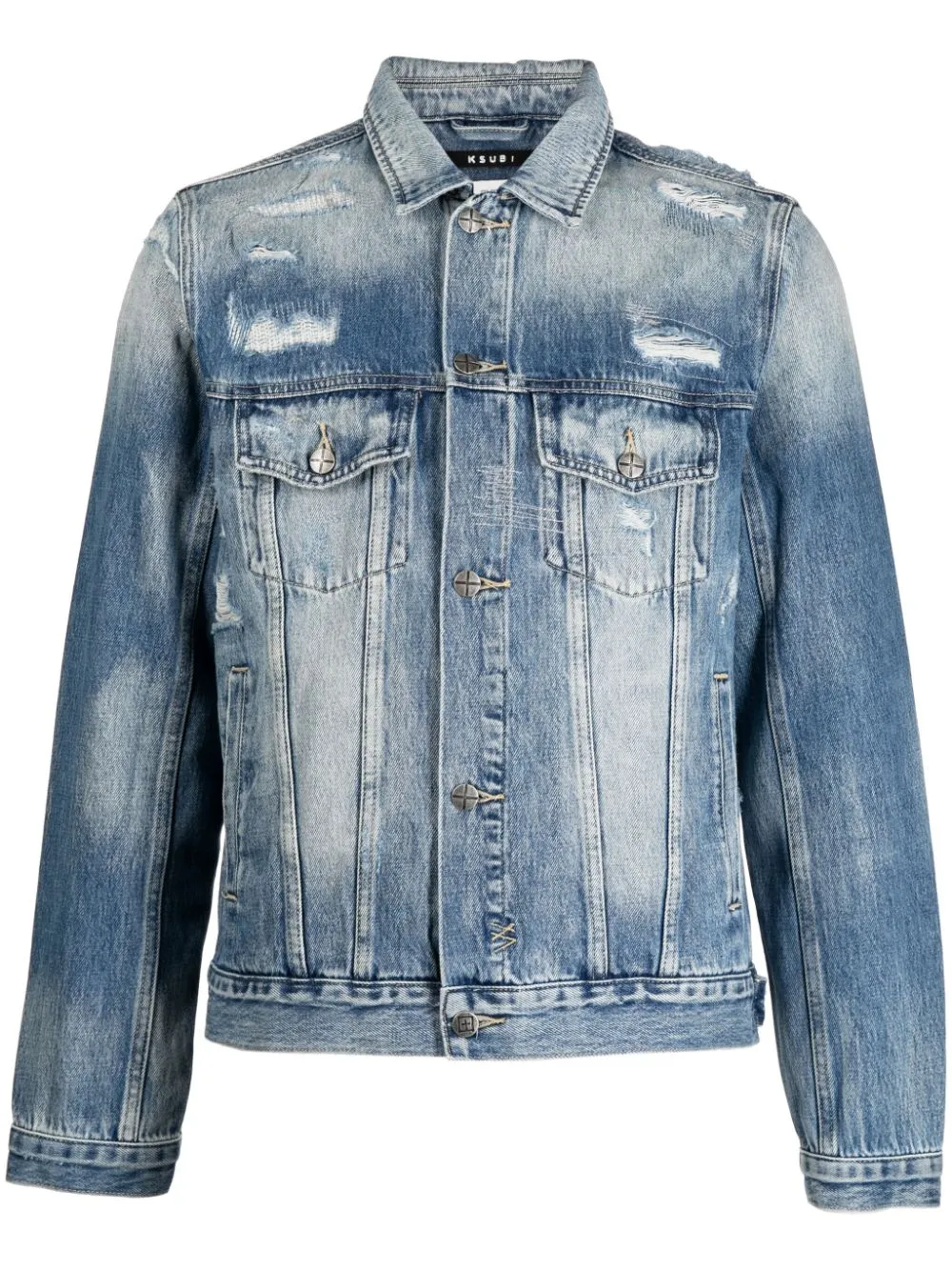 ksubi veste en jean à effet usé - bleu