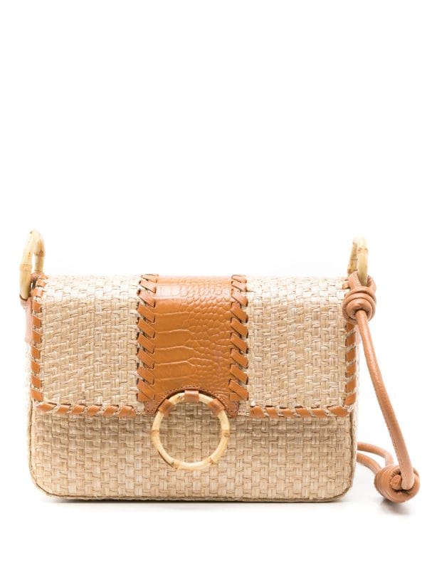 Stone Straw Effect Cross Body Bag