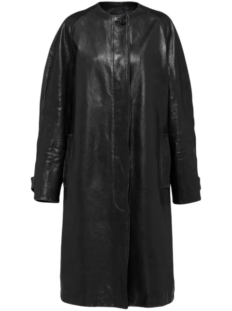 Prada single-breasted leather coat