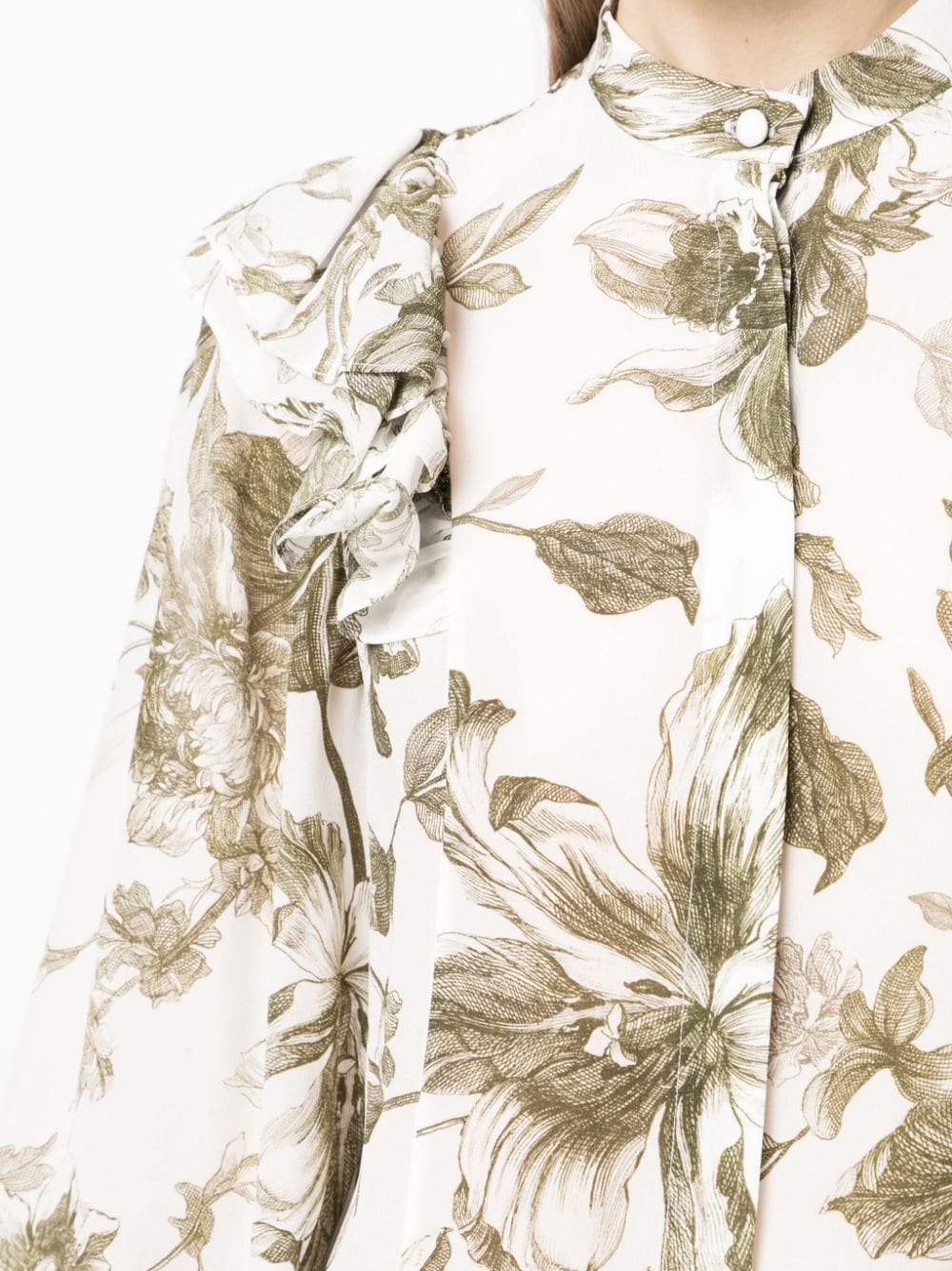 Shop Erdem Floral-print Bishop-sleeve Blouse In White