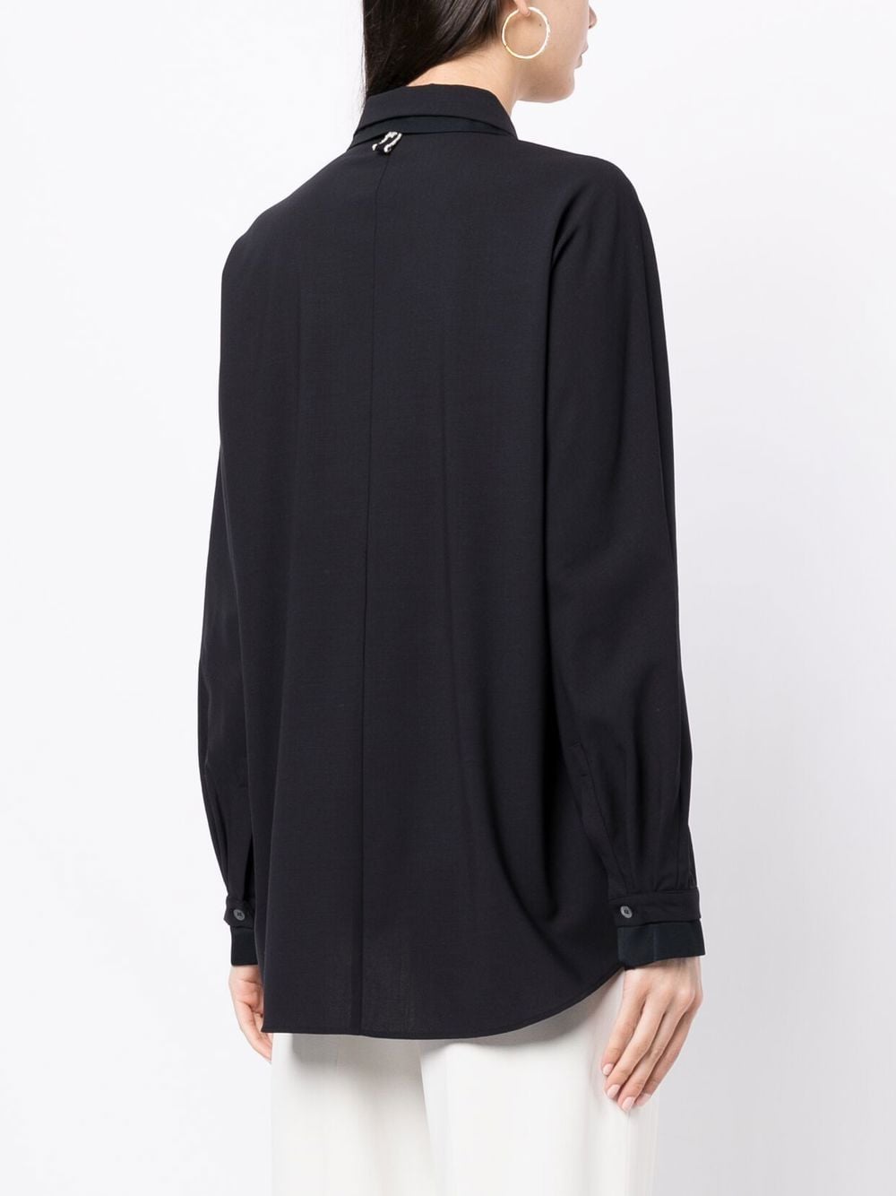 Shop Lorena Antoniazzi Oversized Long-sleeve Shirt In Black