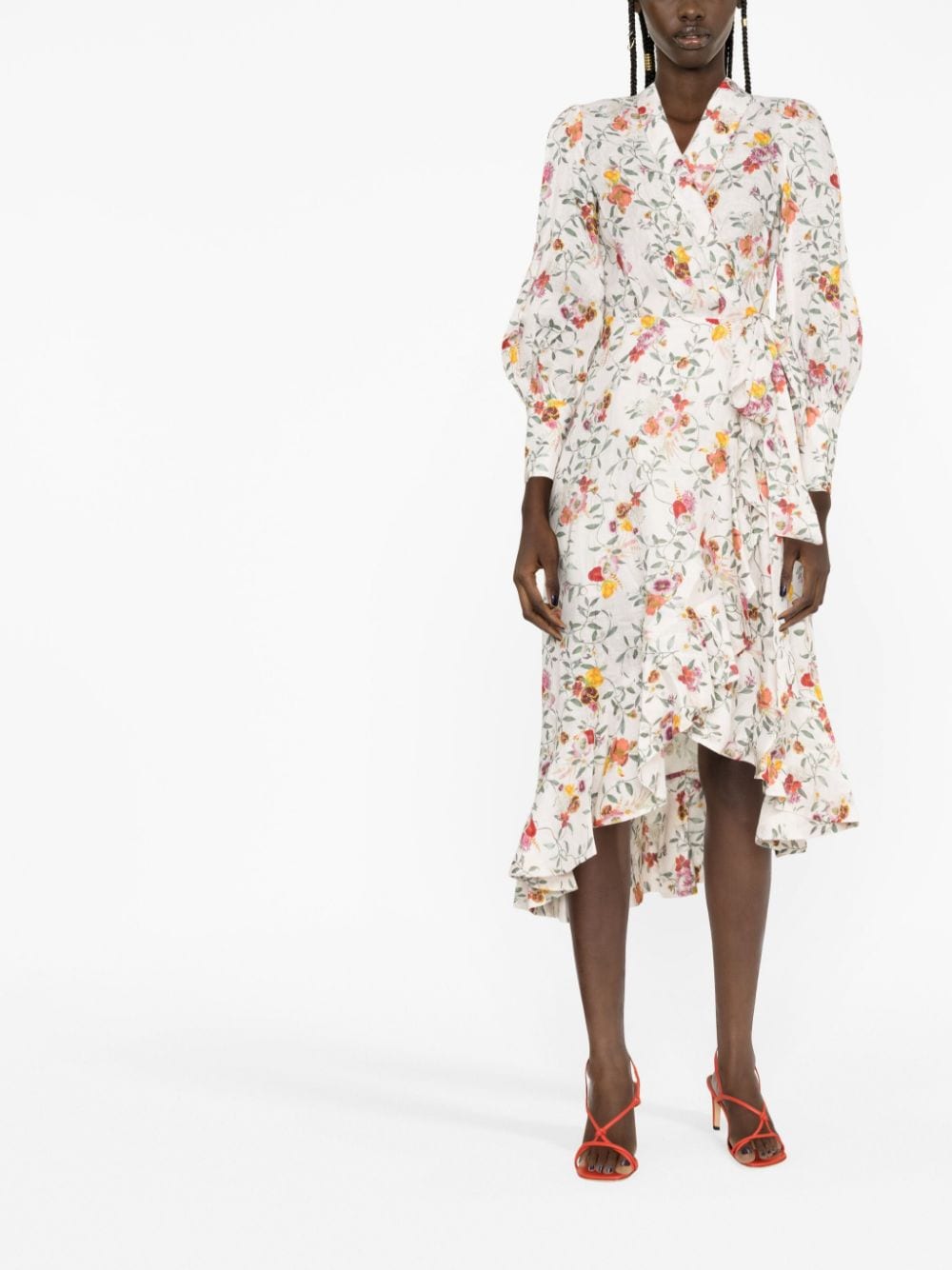 ZIMMERMANN floral-print Wrap Midi Dress - Farfetch