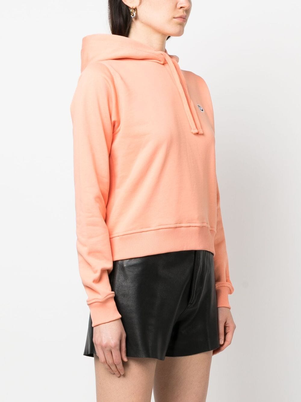 Shop Diesel Logo-patch Drawstring Hoodie In Orange