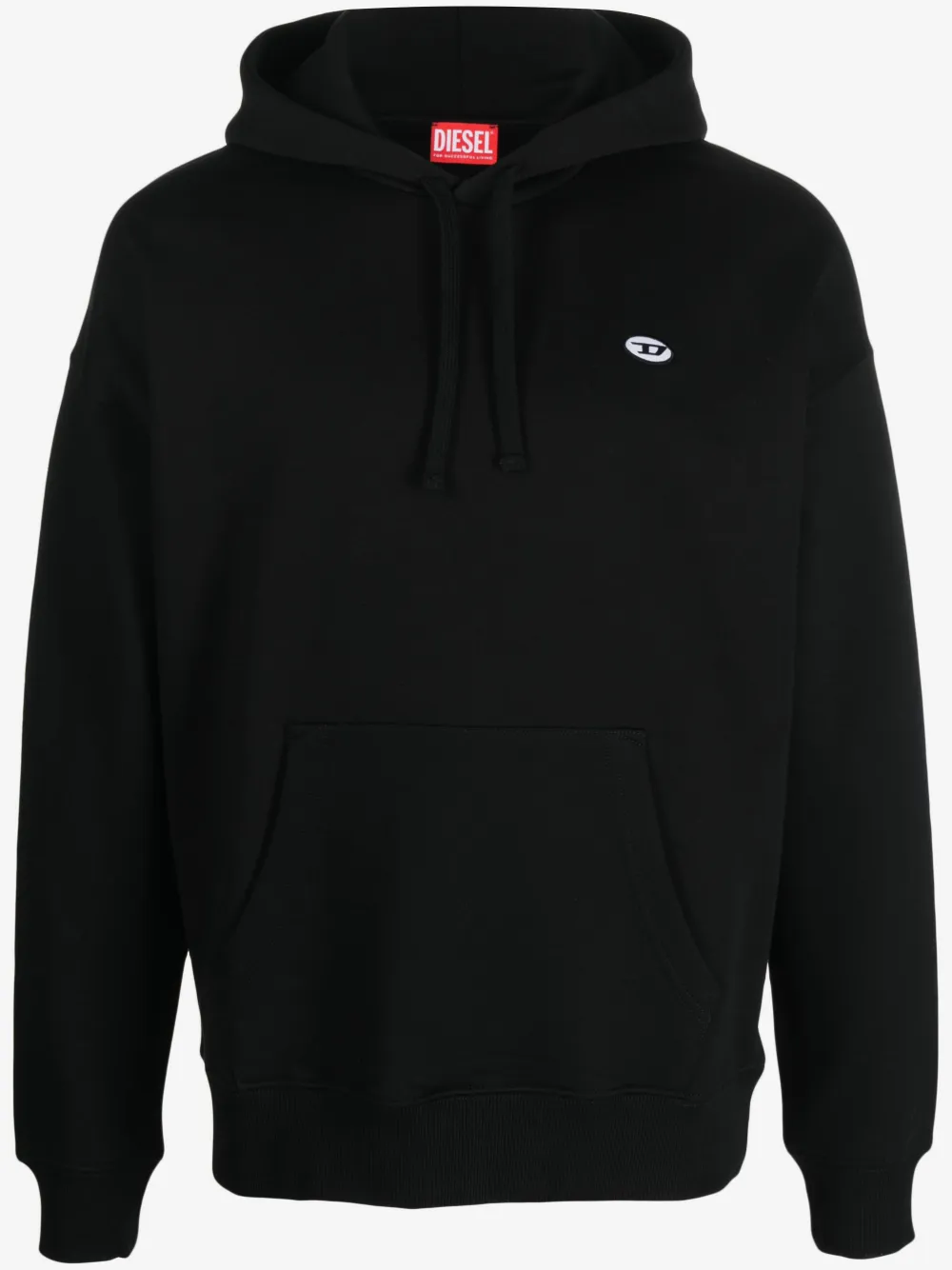 Diesel logo-patch cotton hoodie | Black | Image 1