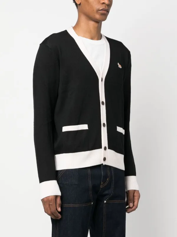 Maison Kitsuné Baby Fox-patch two-tone Cardigan - Farfetch