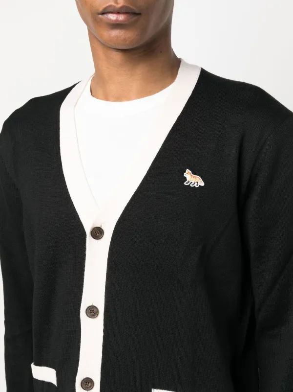 Maison Kitsuné Baby Fox-patch two-tone Cardigan - Farfetch