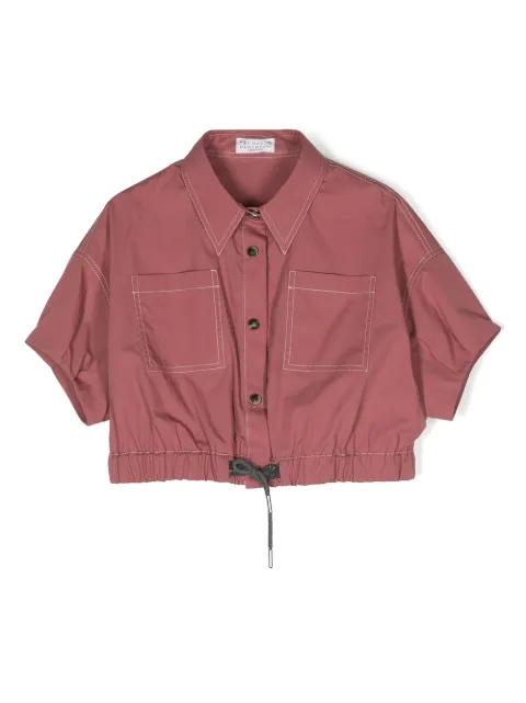 Brunello Cucinelli Kids camisa de popelina con moño en la cintura