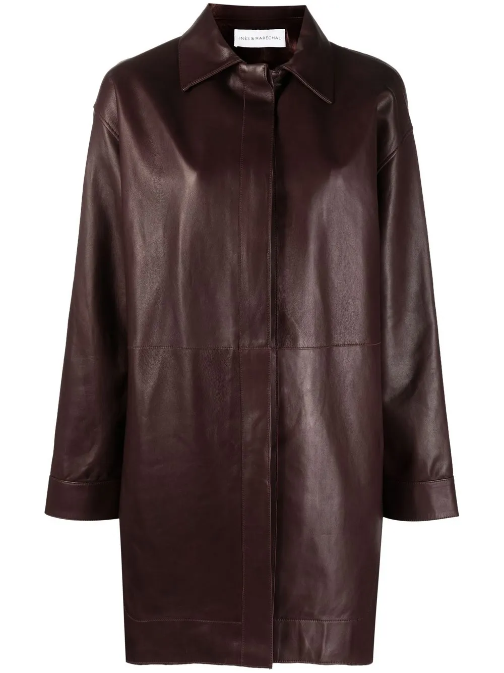 Inès & Maréchal concealed-fastening leather coat
