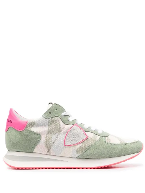 Baskets en daim à motif camouflage - Philippe Model Paris - Modalova