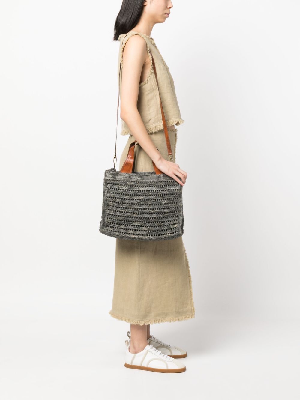 IBELIV Nosy raffia shopper - Grijs