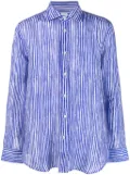 120% Lino stripe-print linen shirt - Blue