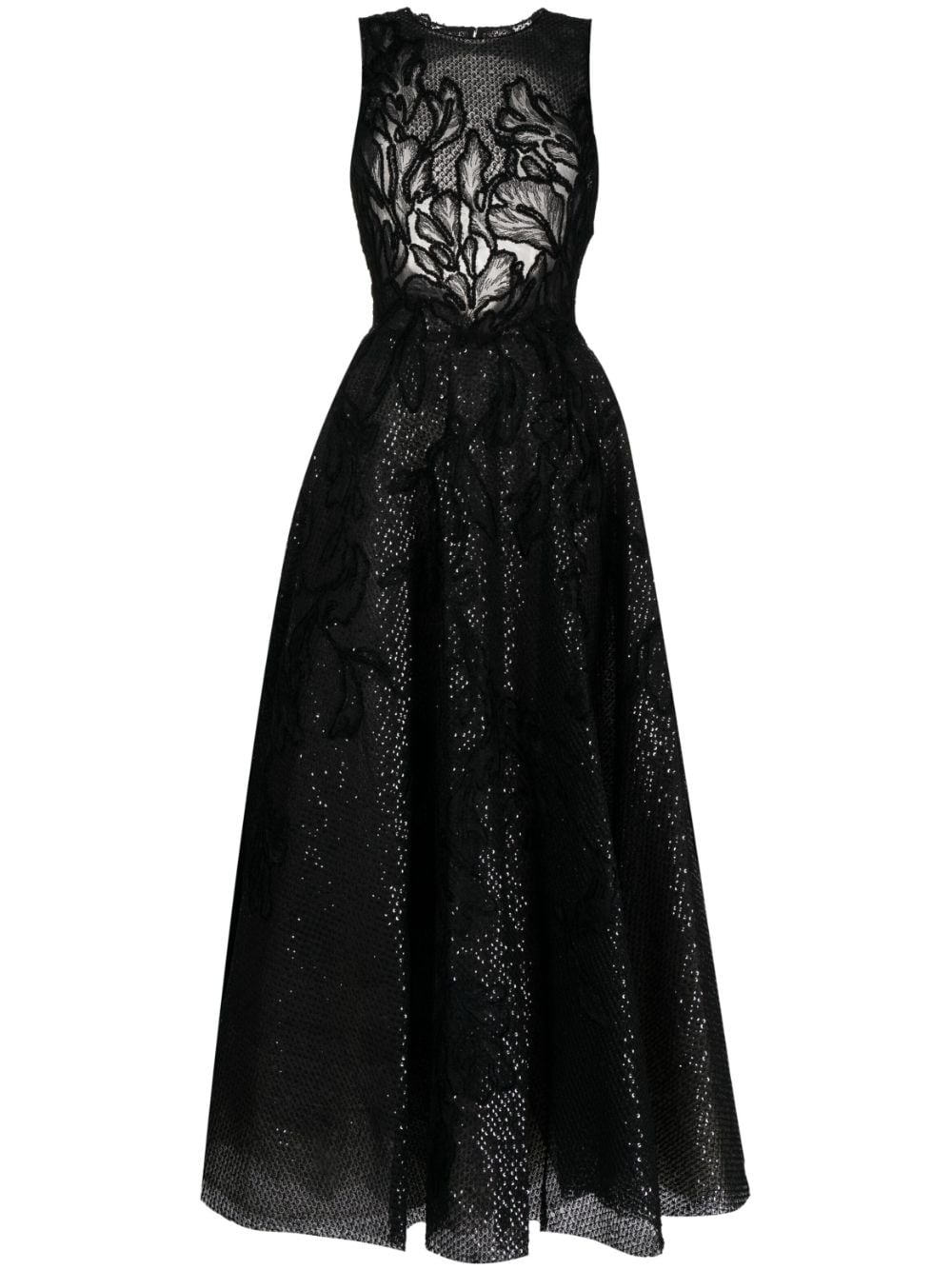 sequin-detail semi-sheer dress
