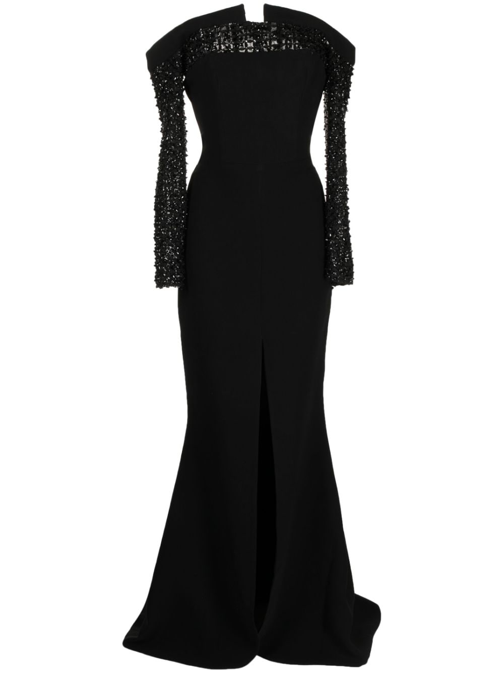 Shop Saiid Kobeisy Off-shoulder Bead Embellished Dress In Black