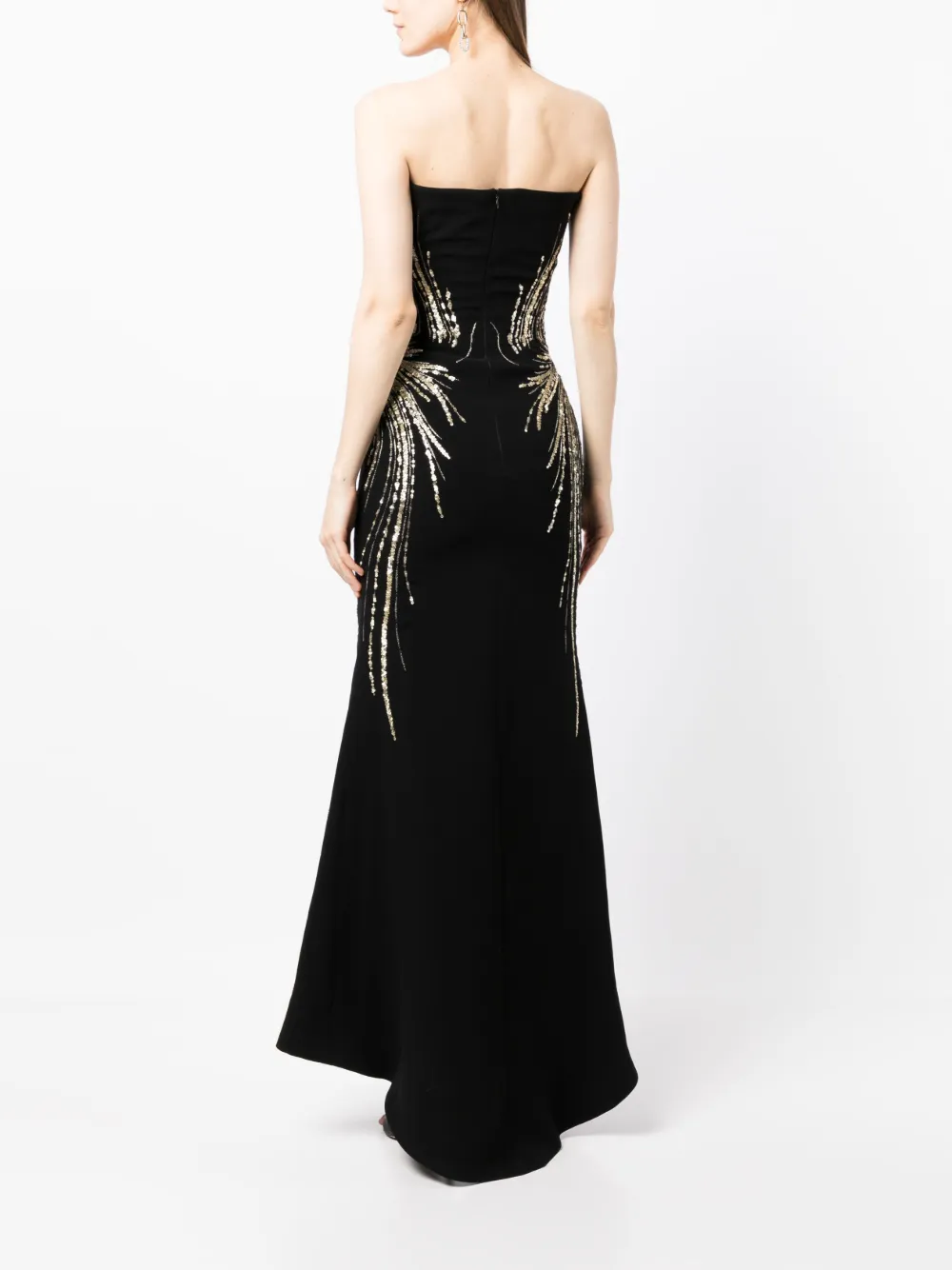 Shop Saiid Kobeisy Beaded Strapless Long Dress In Black