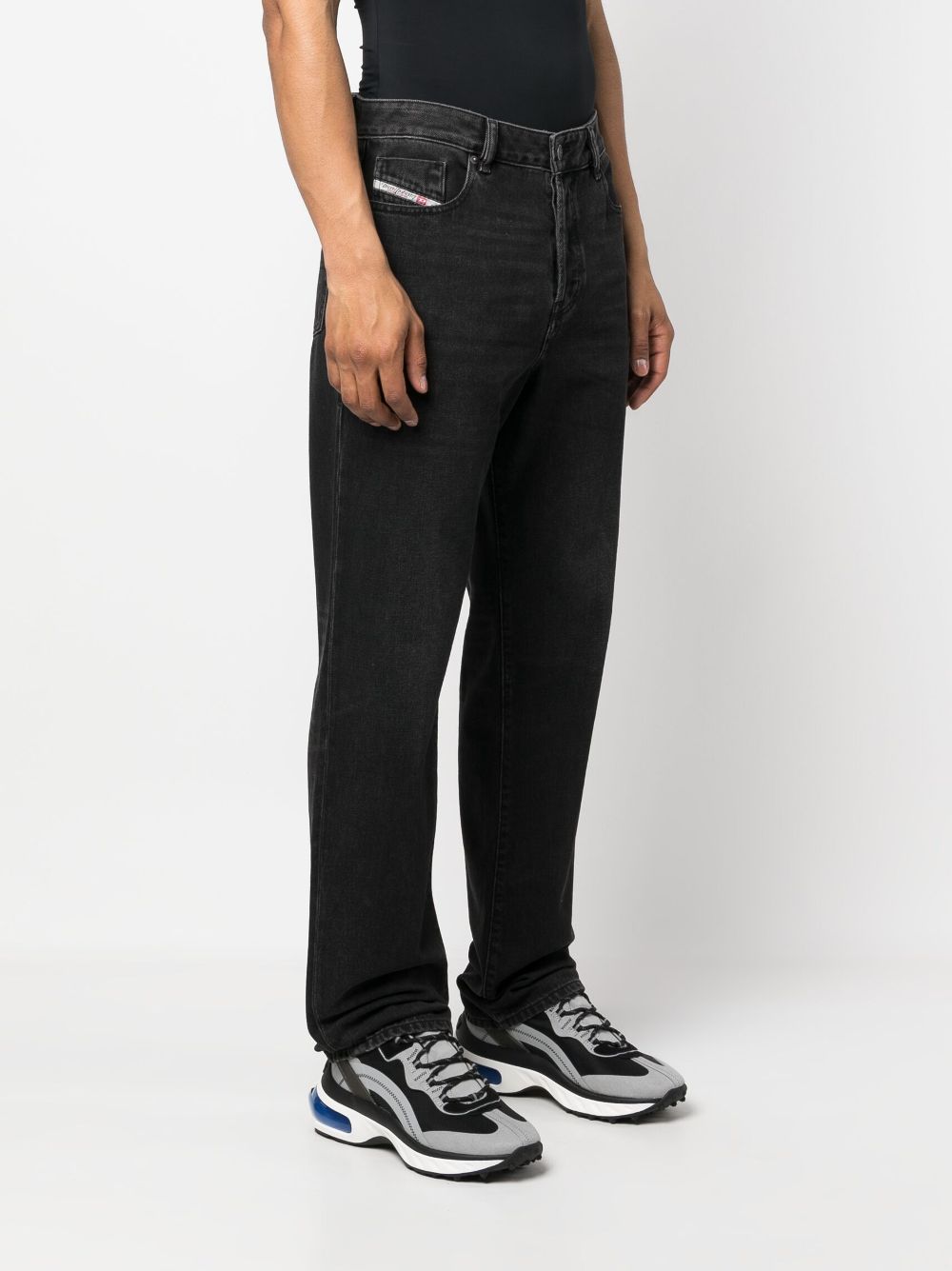 Shop Diesel Logo-patch Straight-leg Jeans In Black