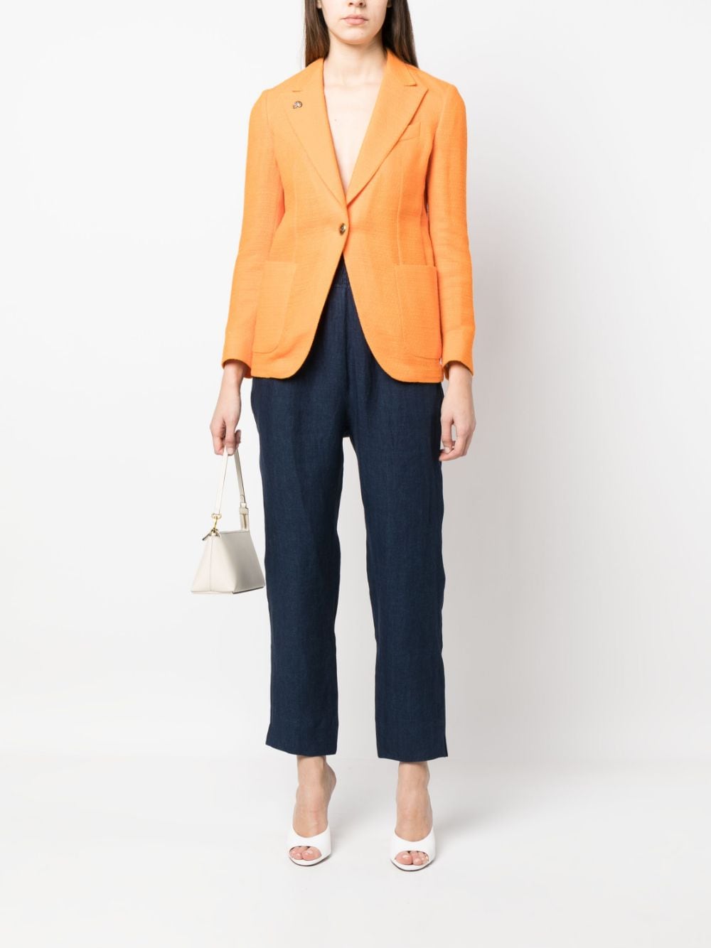 Shop Gabriele Pasini Single-breasted Cotton Blazer In Orange