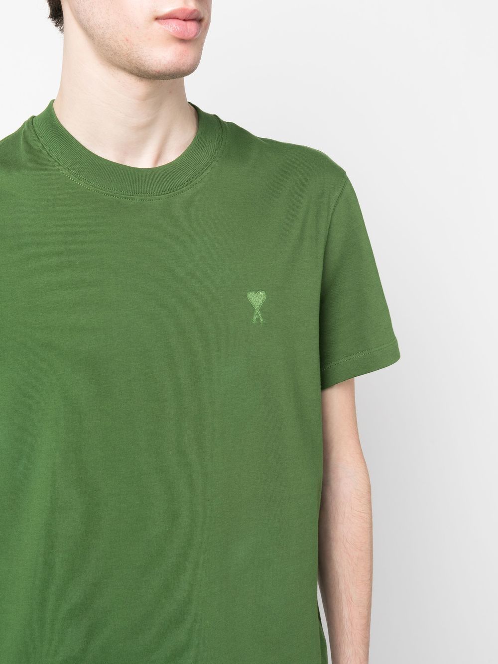 Shop Ami Alexandre Mattiussi Ami De Coeur Tonal T-shirt In Green