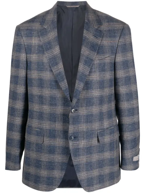 Canali plaid-pattern single-breasted blazer