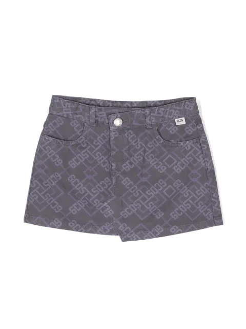 Gcds Kids logo-print asymmetric skirt