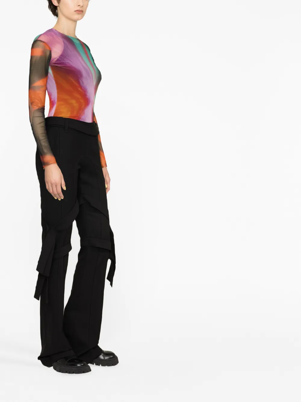 AMBUSH STRAP-DETAIL FLARED TROUSERS