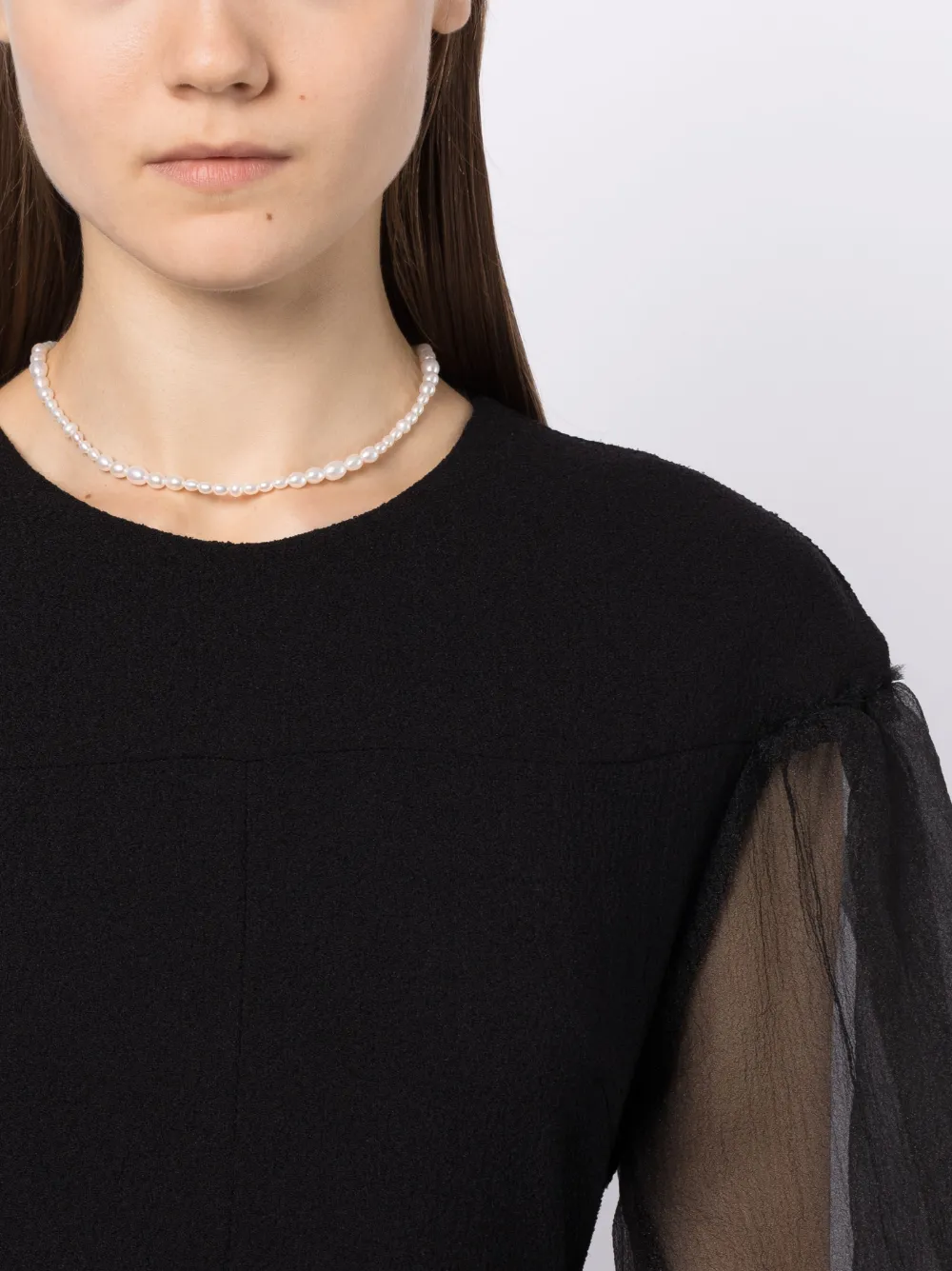 Poppy Finch 14kt geelgouden halsketting - Wit