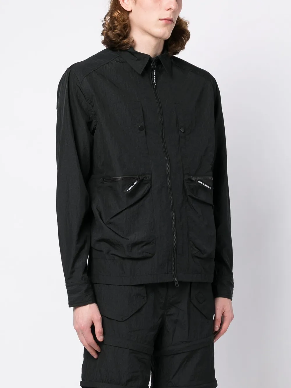 Shop Spoonyard Classic-collar Lightweight Shirt Jacket In Black