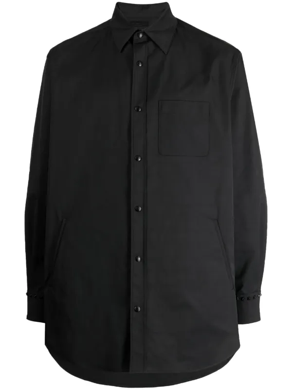 VALENTINO 長袖 ロックスタッズ 比翼ボタン ドレスシャツ 42 Valentino Garavani ロックスタッズ シャツ | ブラック | FARFETCH JP