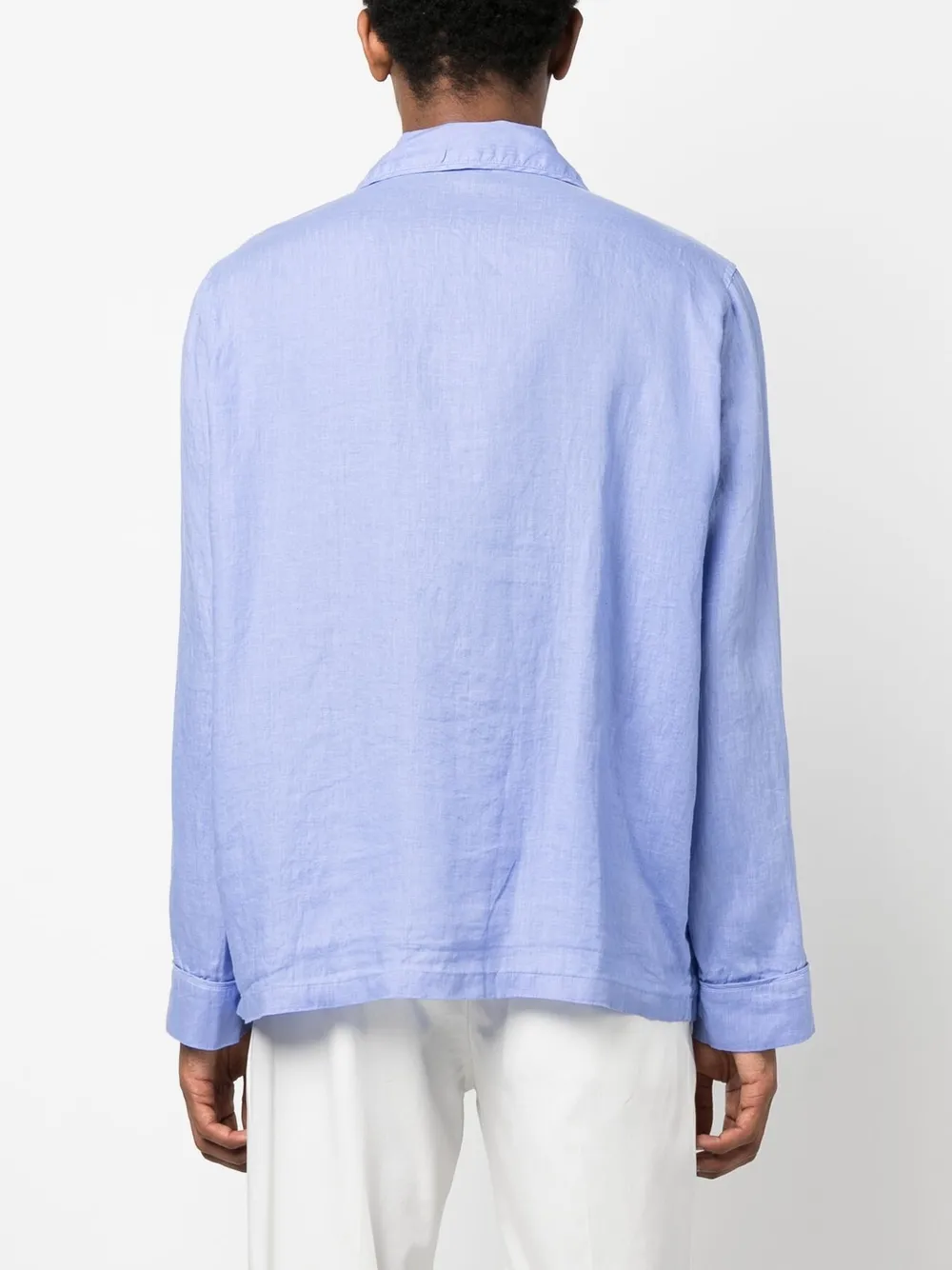 Aspesi Creaseeffect Linen Shirt Jacket In Blue ModeSens
