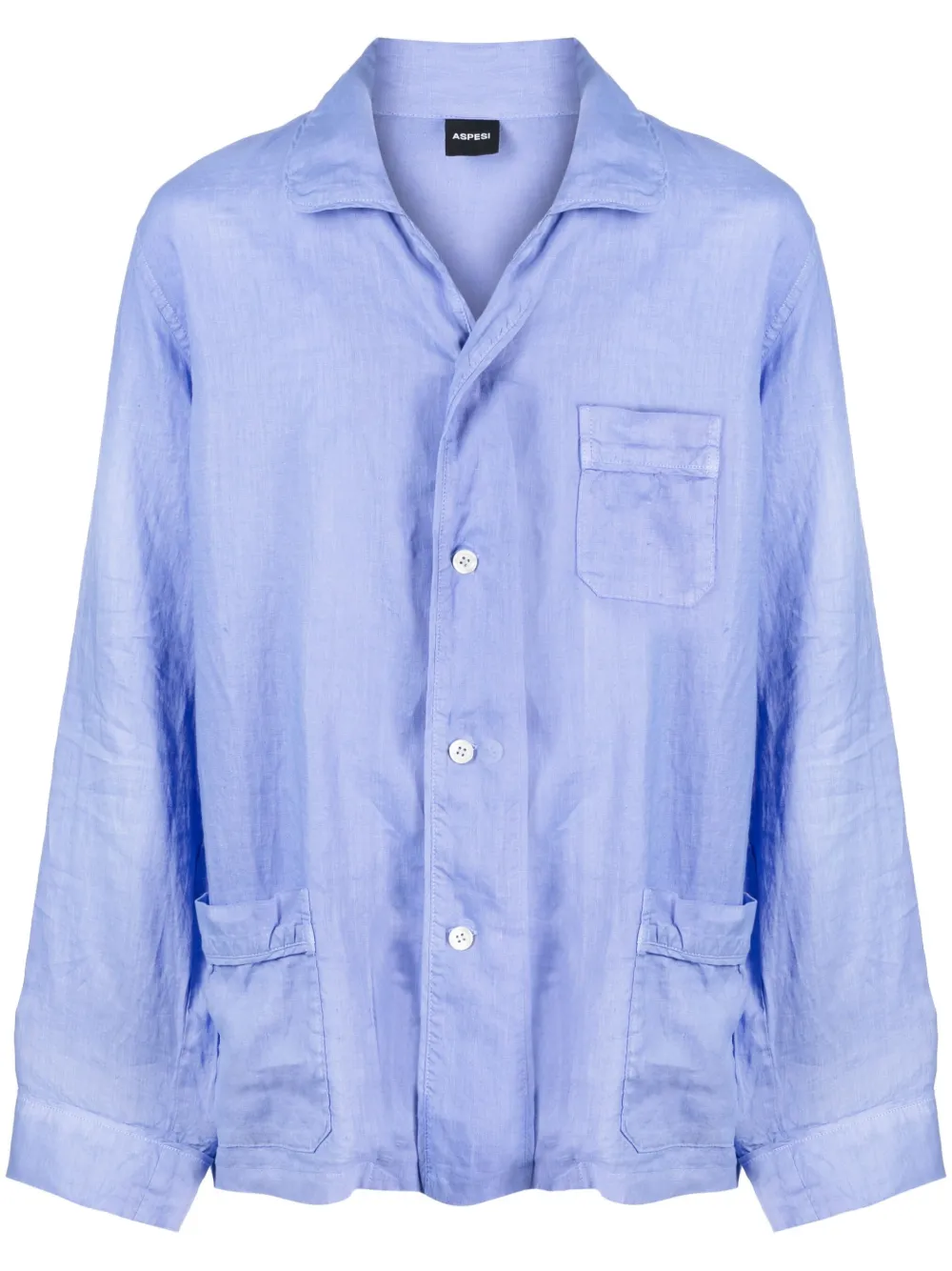 Aspesi Creaseeffect Linen Shirt Jacket In Blue ModeSens