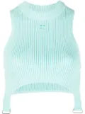 Courrèges logo-patch sleeveless top - Blue