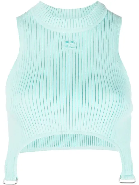 Courrèges logo-patch sleeveless top