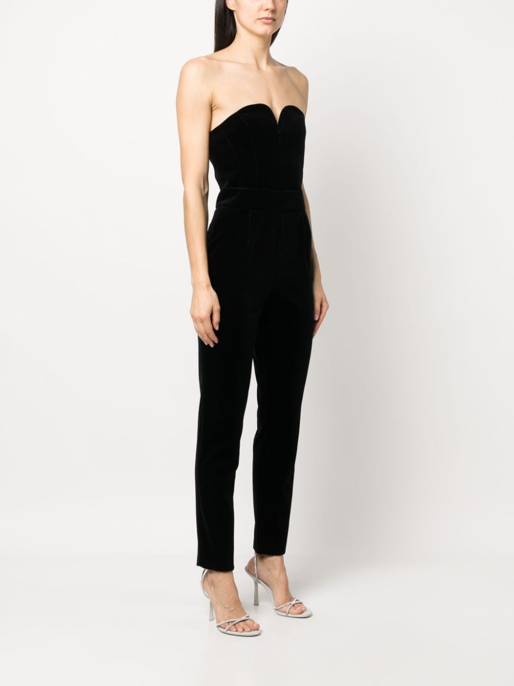 Shop Blazé Milano Jealousy Strapless Velvet Jumpsuit In Black