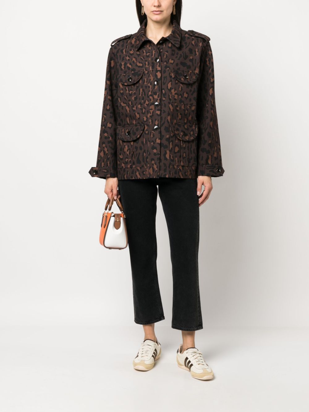 Shop Blazé Milano Leopard-print Cotton Shirt In Brown