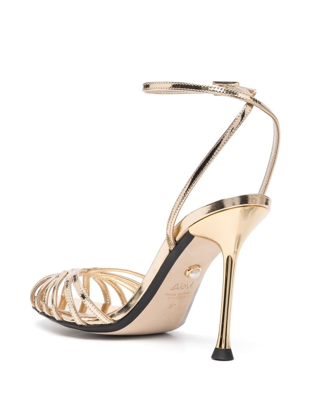 Shop Alevì Caged High-heeled Stilettos Sandals In Gold