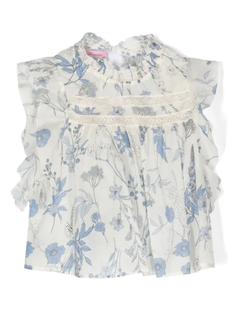 Miss Blumarine blusa con volantes y estampado floral